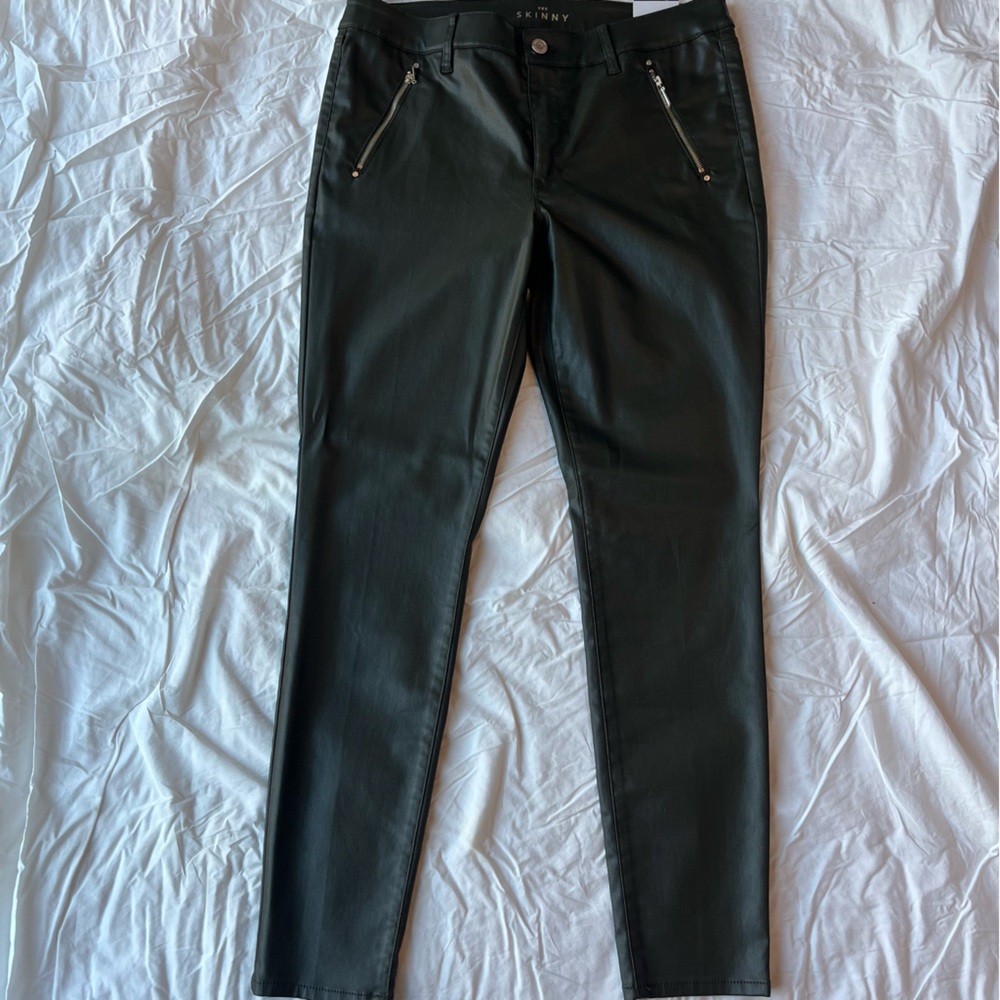 NWT White House Black Market Olive Green Faux Leather Pants